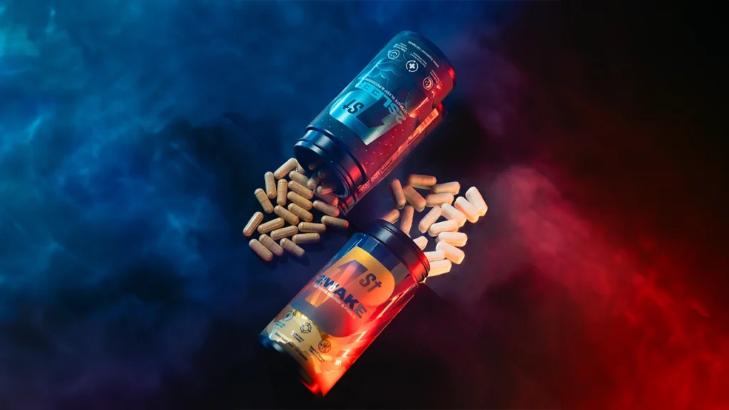 Bottle of pills product shoot for 1st 2sleep 1st 2Wake