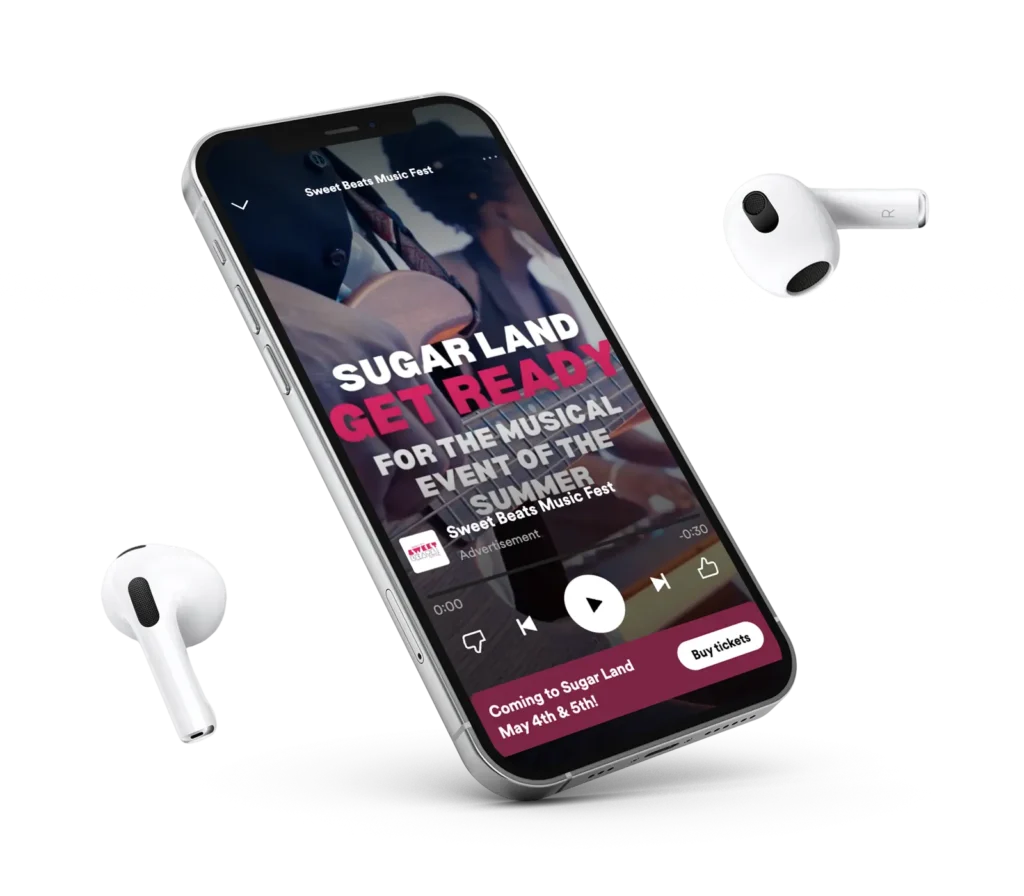 Sugarland Sweet Beats Music Fest on phone with airpods