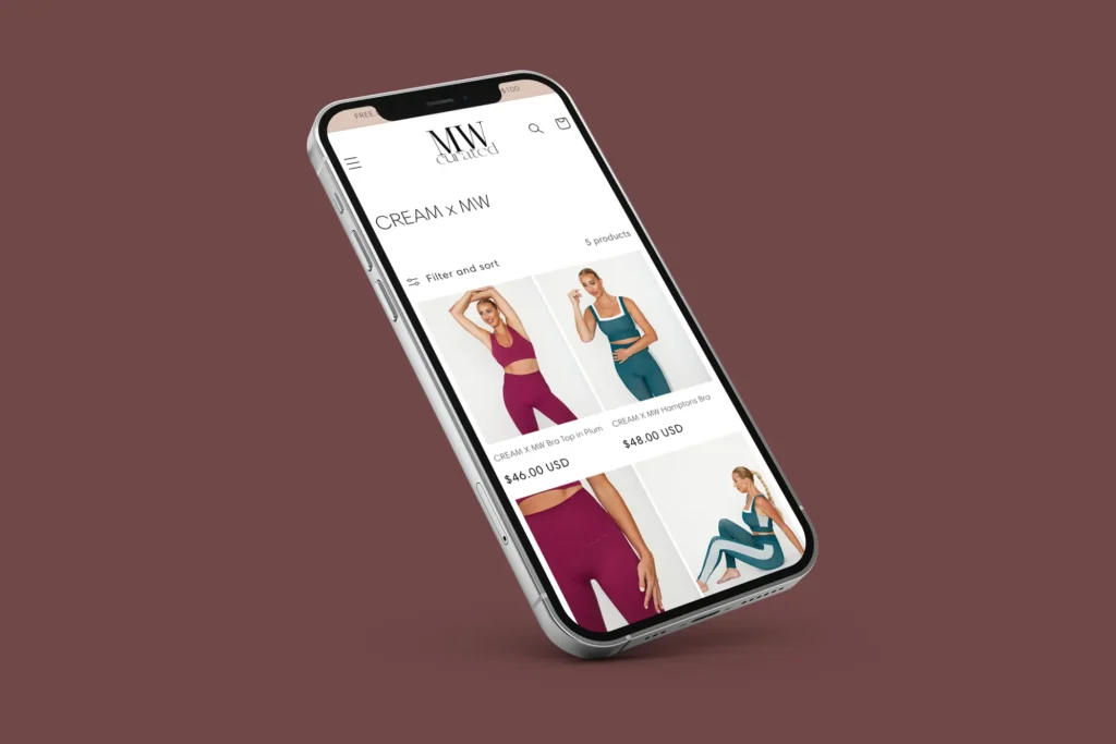 E-commerce website design service shown on a mobile phone digitally.