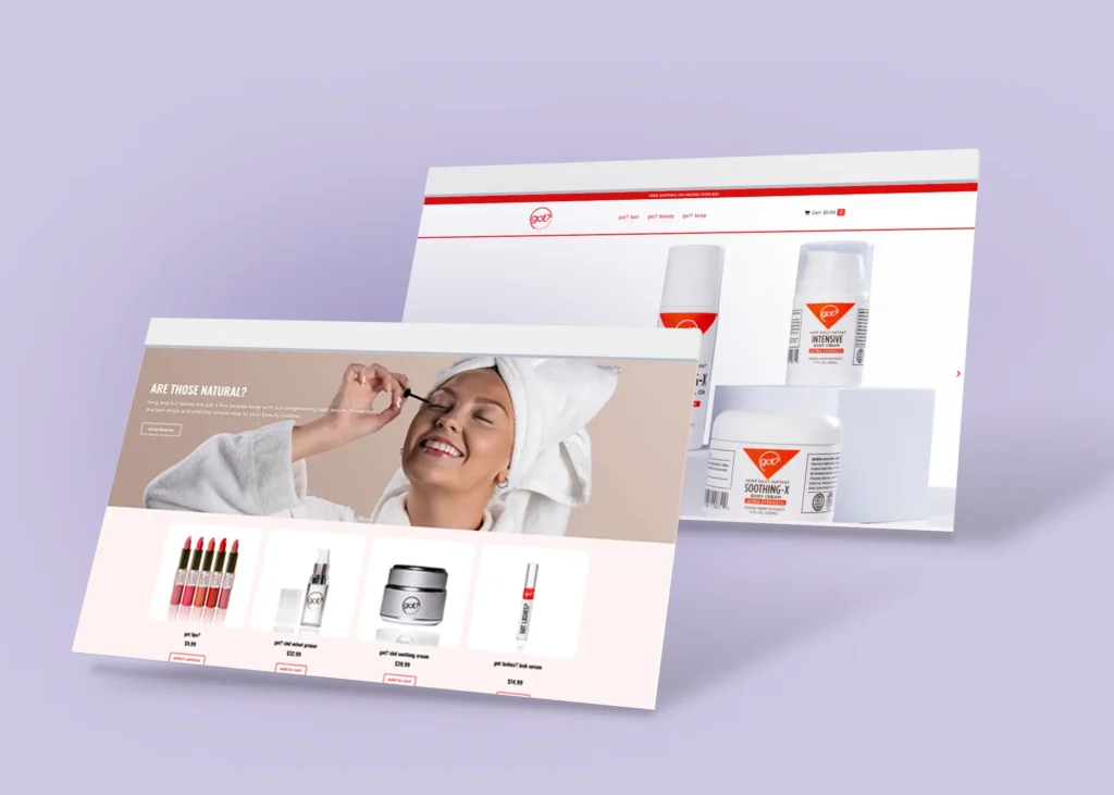 Beauty brand website design services shown