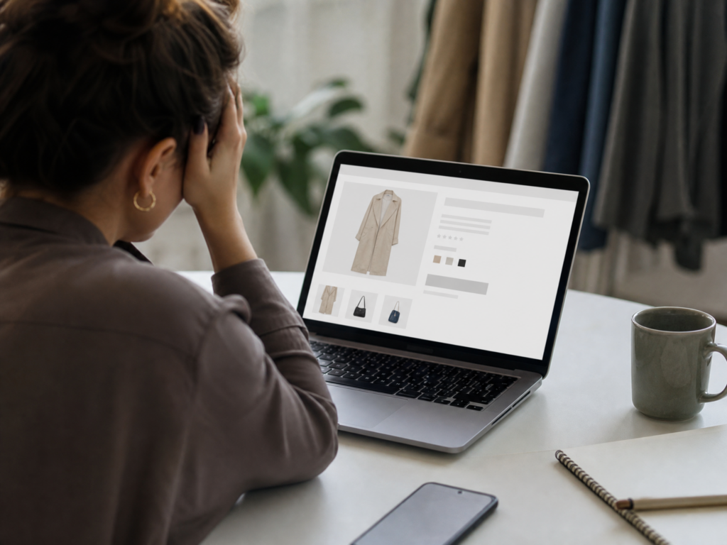 Woman looking frustrated that her product pages aren't converting.